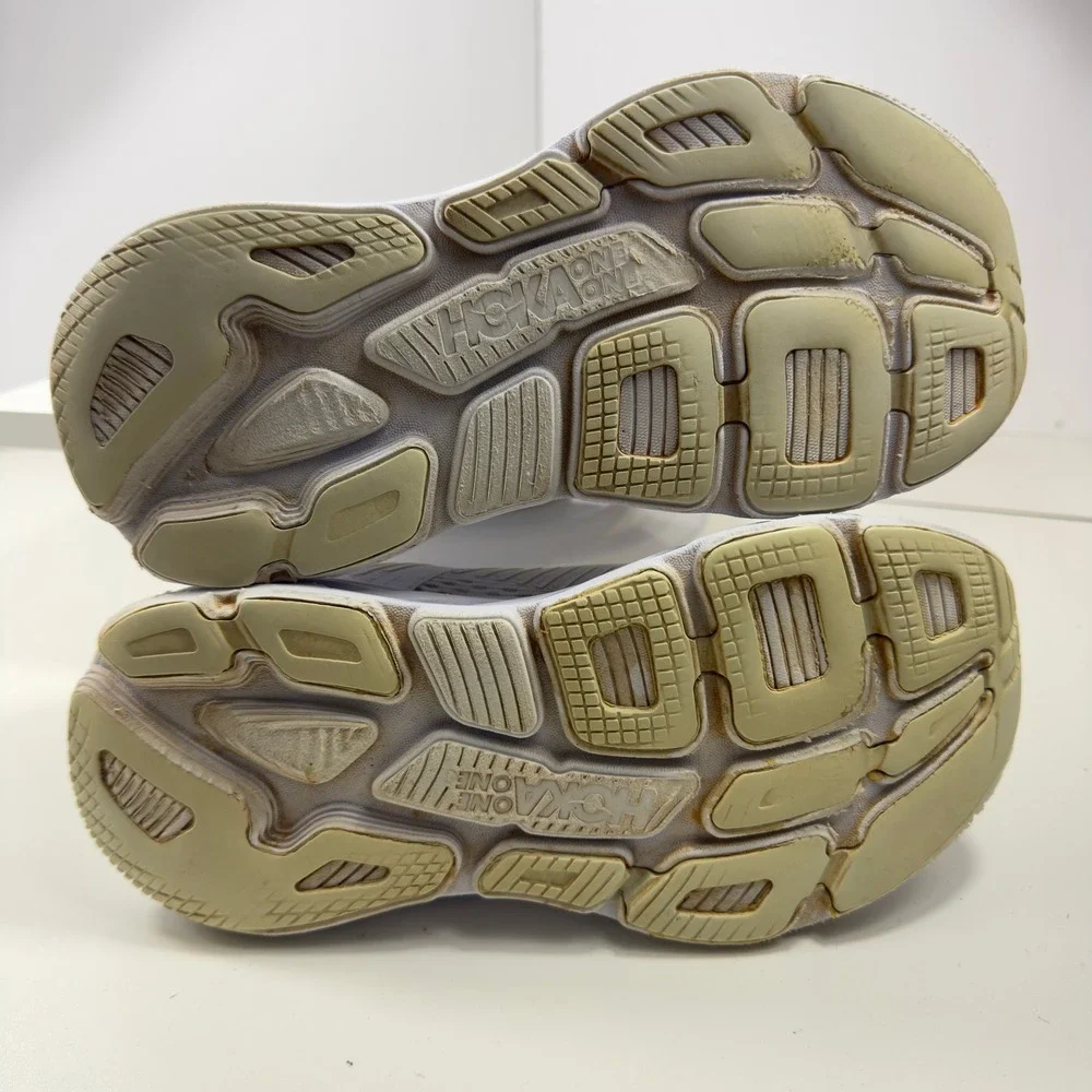 Hoka One Bondi 7 Women Size 8 White/ Grey Running Shoes 1110519 Cushion Comfort